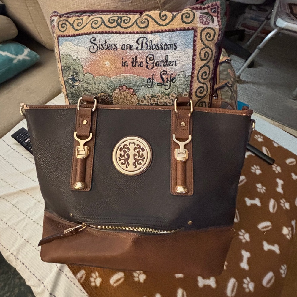 Brown and Black Tote Bag